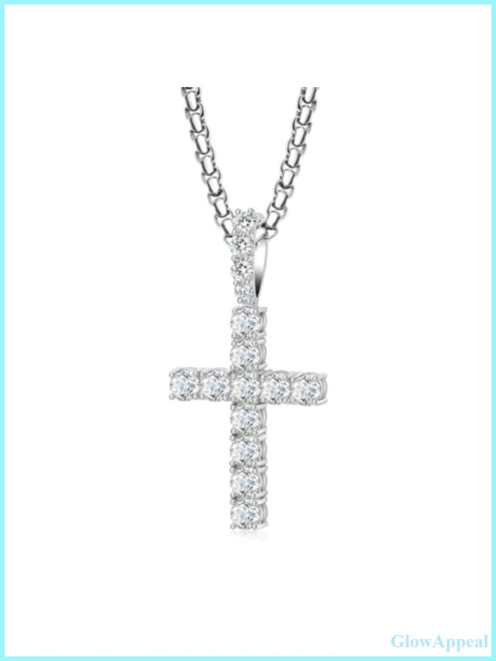 Moissanite Cross Necklace 925 Sterling Silver Pendant 18k White Gold Plated